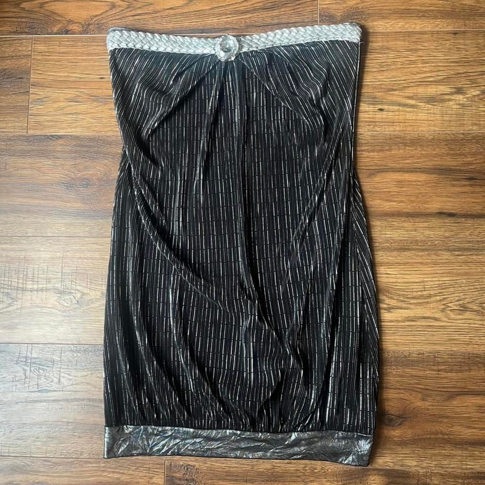 Y2K McBling Going Out Sleeveless Top Black Silver Jewel Gothic Glam Trashy 2000s